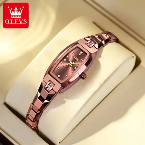 OLEVS Fashion Luxury Quartz Women's Watches Tungsten Steel Elegant Design with Diamond Relogio Feminino Gift