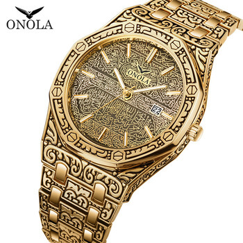 Stainless Steel Band Gold Watch