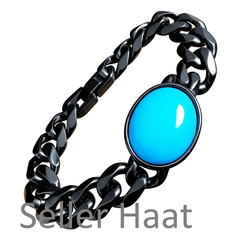 Blue Stone Black Bracelet for Men