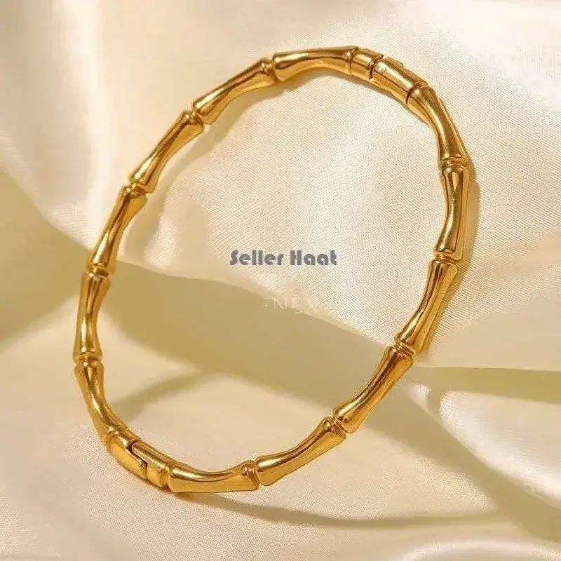 Elegant Style Gold Bamboo Titanium Steel Plain Bracelet