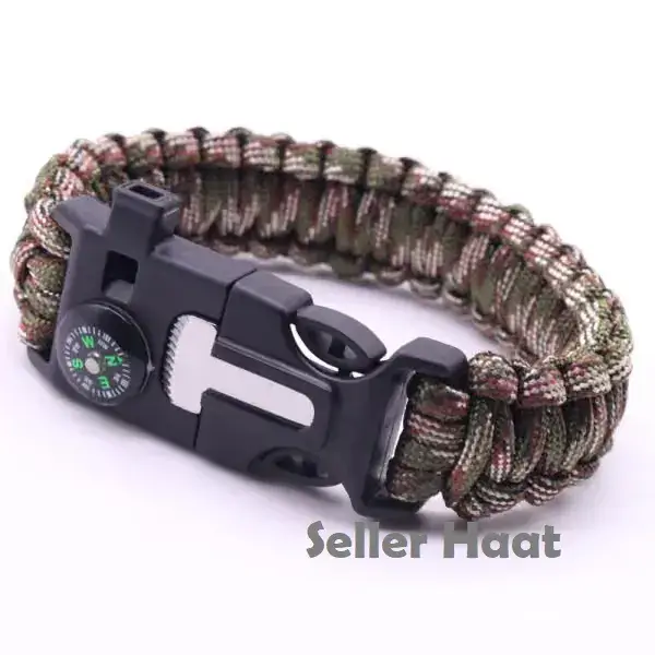 Paracord Survival Bracelet Army green camouflage
