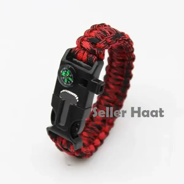 Paracord Survival Bracelet Black and Red