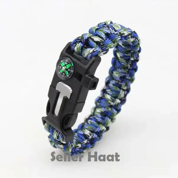 Paracord Survival Bracelet Blue camouflage