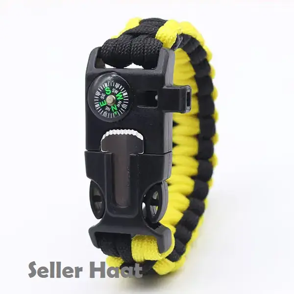 Paracord Survival Bracelet yellow_black